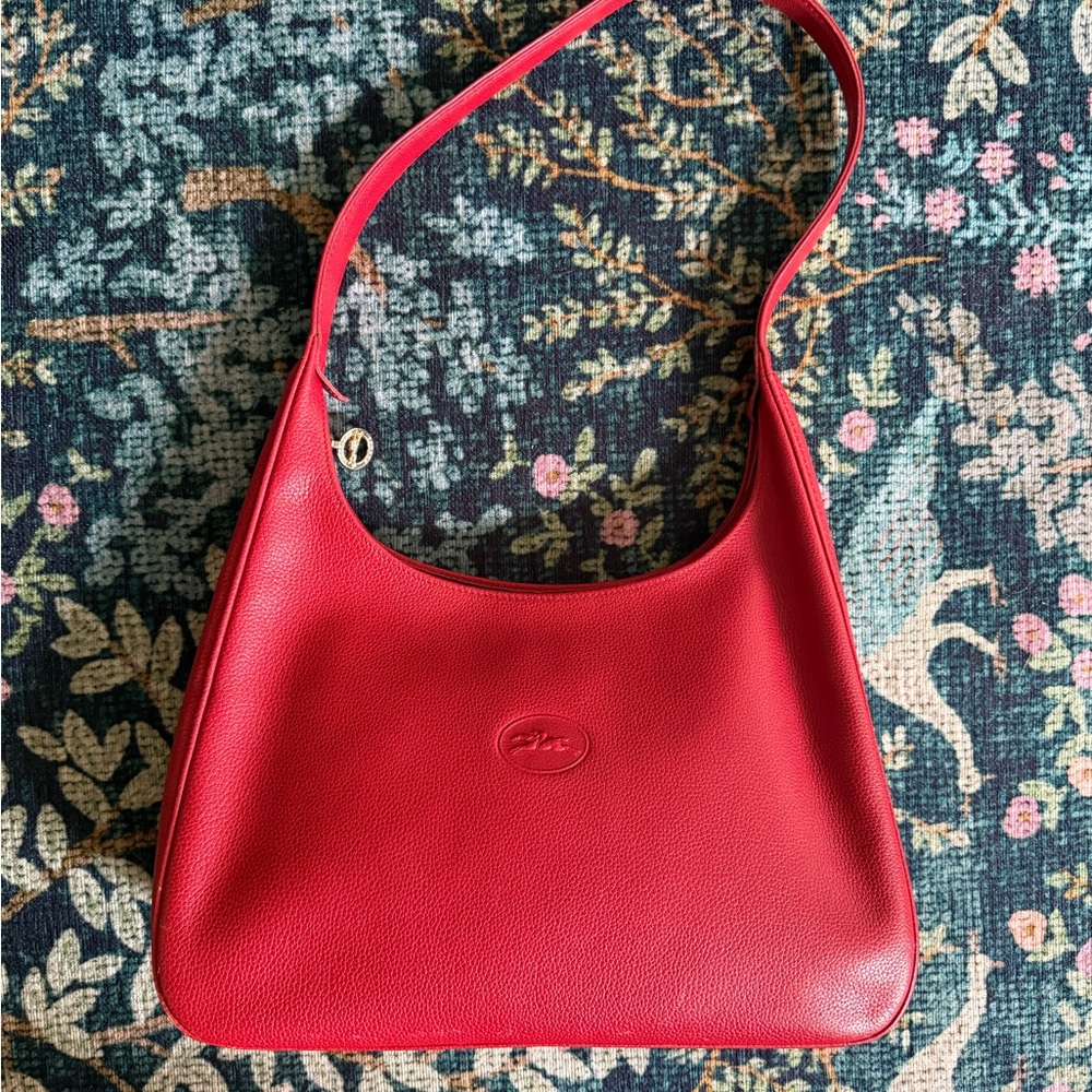 Longchamp Red Leather Shoulder Bag